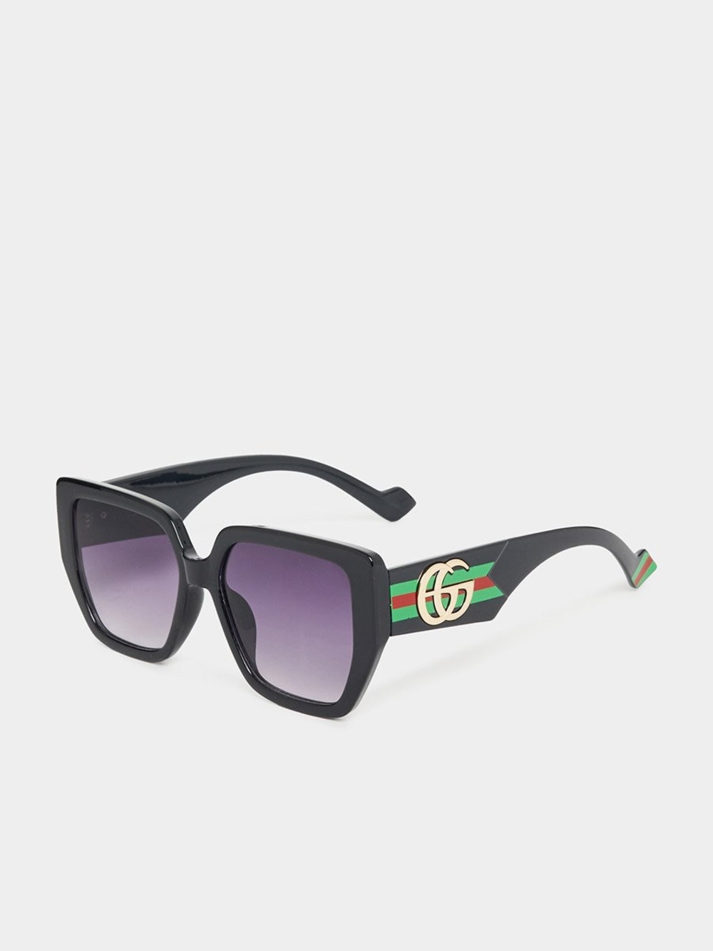 Gucci GG2115S sunglasses featuring the signature green-and-red Web stripe